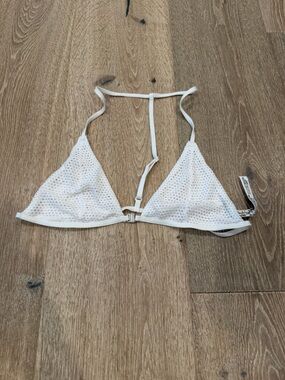 Free People White Mesh Triangle Bralette